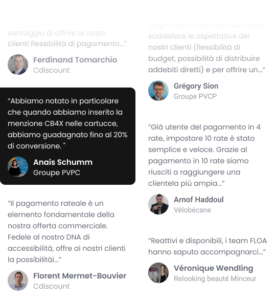 Testimonianze clienti Floa Pay Testimonianze clienti Floa Pay